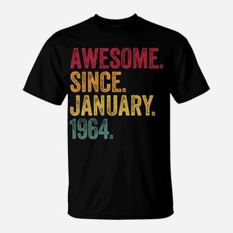 Awesome Since January 1964 57Th Birthday Gift Retro Vintage T-Shirt | Crazezy CA