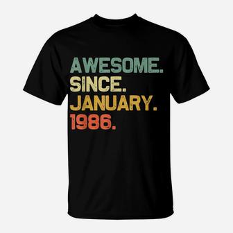 Awesome Since January 1986 35Th Birthday 35 Years Old Gift T-Shirt | Crazezy