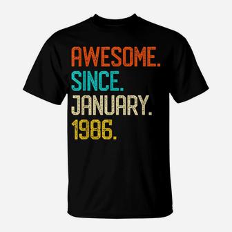 Awesome Since January 1986 Shirt 33Th Birthday Girl Boy T-Shirt | Crazezy