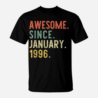 Awesome Since January 1996 25Th Birthday Gift 25 Years Old T-Shirt | Crazezy AU