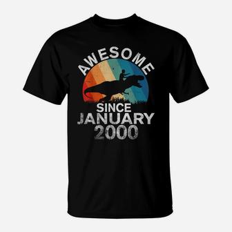 Awesome Since January 2000 20Th Birthday Gift 20 Year Old T-Shirt | Crazezy