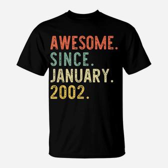 Awesome Since January 2002 19Th Birthday Gift 19 Years Old T-Shirt | Crazezy DE