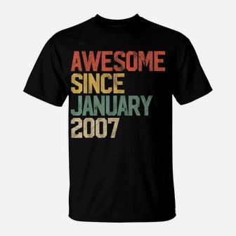 Awesome Since January 2007 13Th Birthday Gift 13 Year Old T-Shirt | Crazezy