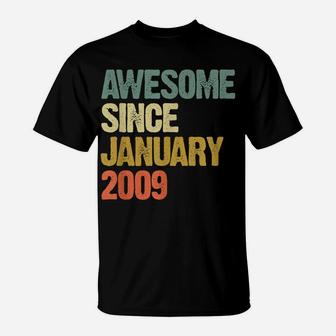 Awesome Since January 2009 10 Years Old 10Th Birthday Gift T-Shirt | Crazezy DE