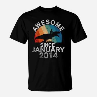 Awesome Since January 2014 6Th Birthday Gift 6 Year Old T-Shirt | Crazezy UK