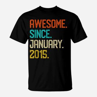 Awesome Since January 2015 Shirt Retro 4Th Birthday Girl Boy T-Shirt | Crazezy AU