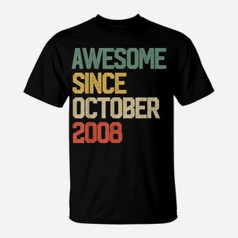 Awesome Since October 2008 Gift 11 Years Old 11Th Birthday T-Shirt | Crazezy