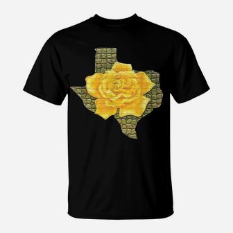 Awesome Yellow Rose Of Texas Pattern Flower T-Shirt | Crazezy UK