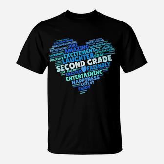 Back To School Heart Second Grade Love Words Teacher Student T-Shirt | Crazezy CA