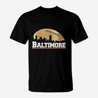 Baltimore Football City Skyline T-Shirt | Crazezy