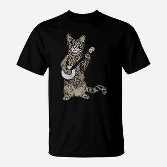 Banjo Cat - Funny Retro Style Bluegrass & Tabby Cat Lover T-Shirt | Crazezy UK