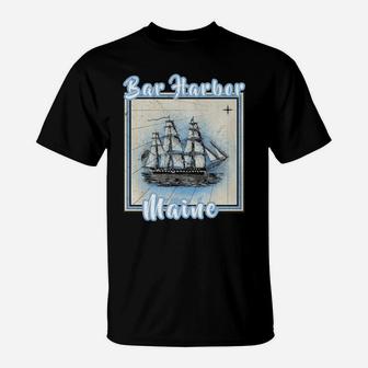 Bar Harbor Maine Maritime History Clipper Ship Nautical T-Shirt | Crazezy