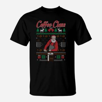Barista Santa Claus Coffee Lover Ugly Christmas Sweater Sweatshirt T-Shirt | Crazezy