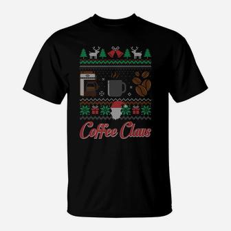 Barista Santa Claus Coffee Lover Ugly Christmas Sweater T-Shirt | Crazezy