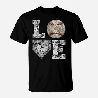 Baseball Distressed Ball Cute Mom Love T-Shirt | Crazezy UK