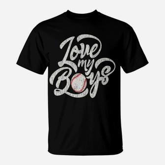 Baseball Love My Boys Family Funny Gift T-Shirt | Crazezy