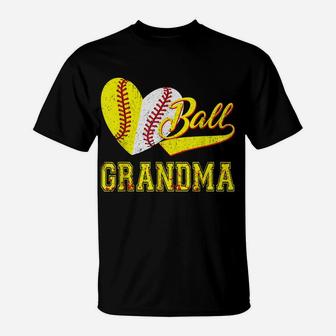 Baseball Softball Ball Heart Grandma Shirt Mother's Day Gift T-Shirt | Crazezy UK