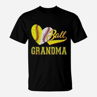 Baseball Softball Ball Heart Grandma T-Shirt | Crazezy CA