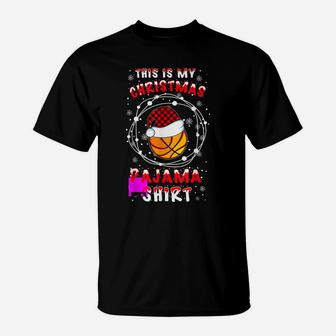 Basketball Lover Funny Santa Hat Christmas Pyjama Saying Gif T-Shirt | Crazezy