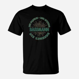 Bassmann T-Shirt Mythos und Legende, Musik-Thema in Schwarz - Seseable