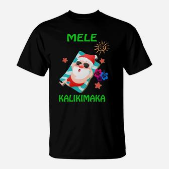 Beach Funny Santa Mele Kalikimaka Hawaiian Christmas Hawaii Sweatshirt T-Shirt | Crazezy