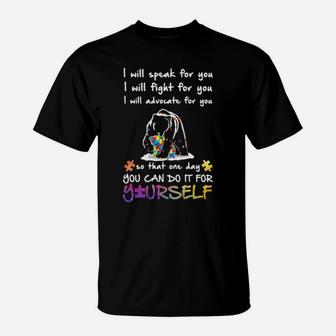 Bear Autism I Will Speak For You I Will Fight For You I Will Advocate For You Yourself T-Shirt - Monsterry