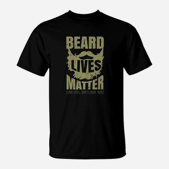 Beard Lives Matter Funny Men Shave Hair T-Shirt | Crazezy