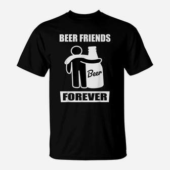 Beer Friends Forever - Funny Stick Figure Beer Bottle Hug Me T-Shirt | Crazezy