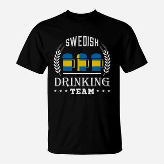 Beer Swedish Drinking Team Casual Sweden Flag Shirt T-Shirt - Thegiftio UK