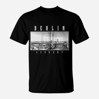 Berlin Germany Skyline Black & White Vintage German Zip Hoodie T-Shirt | Crazezy AU
