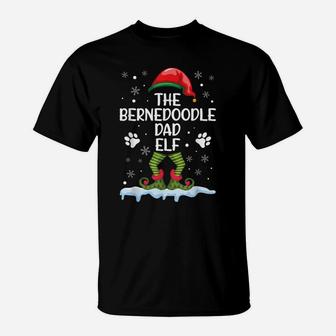 Bernedoodle Dad Dog Elf Christmas Funny Matching Xmas Pajama T-Shirt | Crazezy
