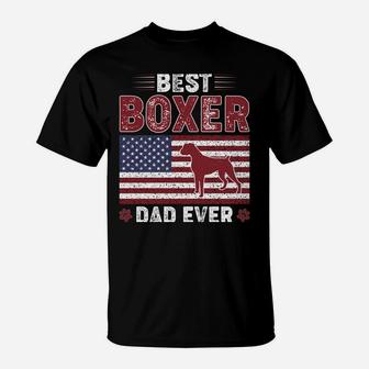Best Boxer Dad Ever American Flag Dog Dad T-Shirt | Crazezy