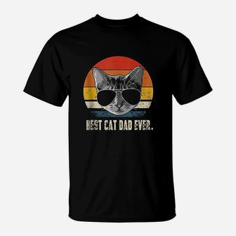 Best Cat Dad Ever Vintage Retro Cat Daddy Cat Father T-Shirt | Crazezy CA