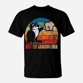Best Cat Grandma Ever Fist Bump Funny Nana Gift T-Shirt | Crazezy CA