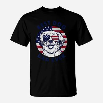 Best Dog Dad Ever American Flag Gift For Best Father T-Shirt | Crazezy