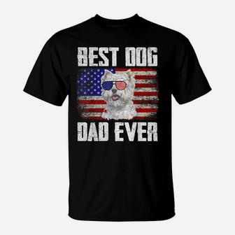 Best Dog Dad Ever Westie American Flag T-Shirt | Crazezy DE