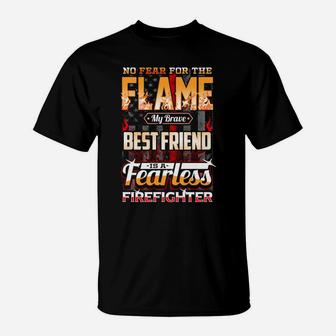 Best Friend Firefighter American Flag T-Shirt | Crazezy DE