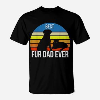 Best Fur Dad Ever Vintage Retro Dog And Cat Owner Funny T-Shirt | Crazezy CA