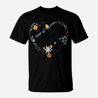 Best Nammie Ever Heart Flower Blessed Grandma Mother's Day T-Shirt | Crazezy