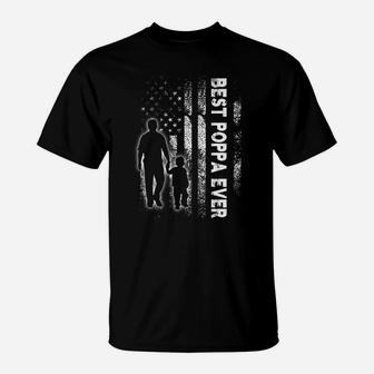 Best Poppa Ever Usa Flag Father's Day Grandpa Gift T-Shirt | Crazezy