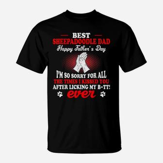 Best Sheepadoodle Dog Dad Happy Father's Day Gift T-Shirt | Crazezy