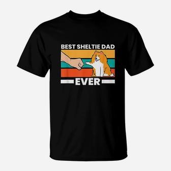 Best Sheltie Dad Ever Sheepdog Papa T-Shirt | Crazezy CA