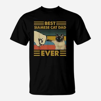 Best Siamese Cat Dad Ever Retro Vintage Sunset T-Shirt | Crazezy DE