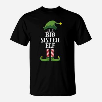 Big Sister Elf Matching Family Group Christmas Party Pajama T-Shirt | Crazezy CA