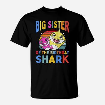 Big Sister Of The Birthday Shark Sis Matching Family Raglan Baseball Tee T-Shirt | Crazezy CA