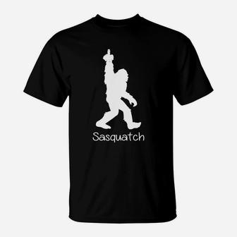 Bigfoot Middle Finger Black Sasquatch Shirt T-Shirt - Thegiftio UK
