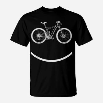Bike Smiley Face Funny Mtb Cycling Gift Design T-Shirt | Crazezy