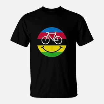 Bike Smiley Face World Champion Road Bicycle Smile Cyclist T-Shirt | Crazezy