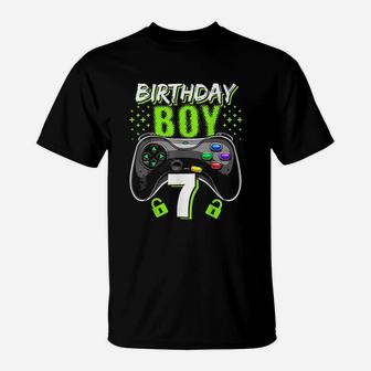 Birthday Boy 7 Video Game Controller Gamer T-Shirt | Crazezy