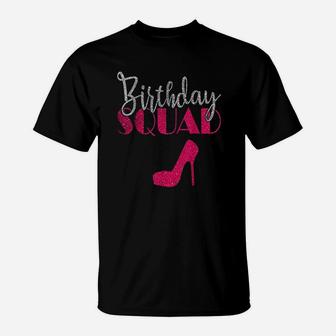 Birthday Squad Silver Bday Pink Shoe Gift T-Shirt | Crazezy